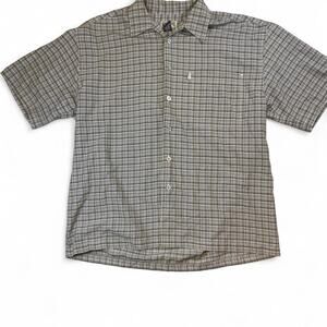 2000s quiksilver green and white plaid